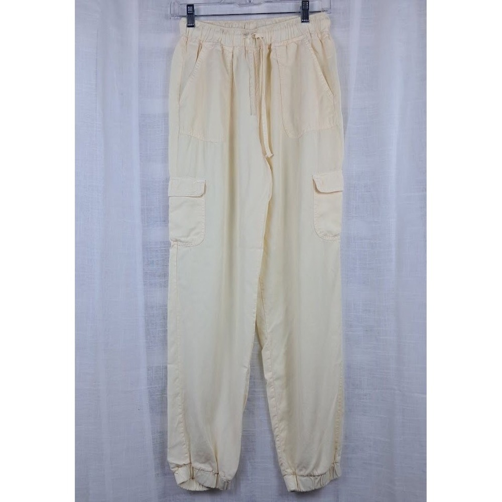 Love Tree M Buttercream Yellow Tencel Cargo Jogger Pants Utility Streetwear